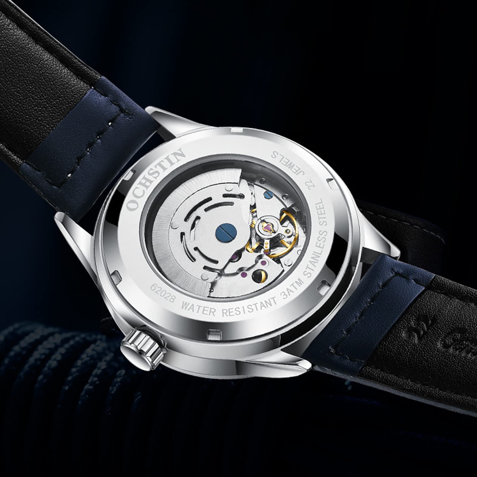 FORSINING Orologio da uomo meccanico automatico con cinturino in pelle alla moda e analogico con visualizzazione della data, orologio impermeabile