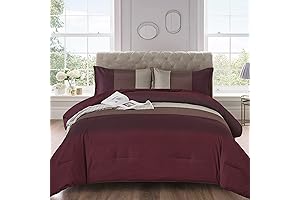 WONGS BEDDING Burgundy Comforter King, Reversible Burgundy Stripe for All Season
