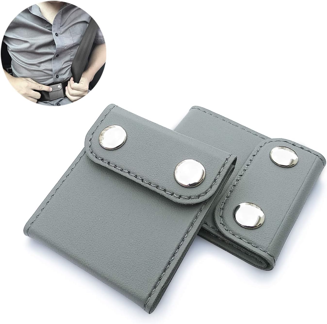 ILIVABLE Seatbelt Adjuster, Comfort Universal Auto Shoulder Neck Strap Positioner Clips, Vehicle Seat Belt Covers (2 Pack, Grey)
