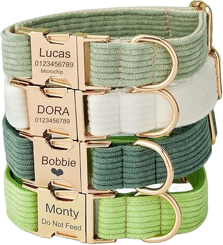 Miniatura 1 de Collar de perro personalizado con hebilla de metal grabada, nombre y número de teléfono personalizados, ajustable para razas pequeñas, medianas y