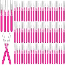100 Pcs Micro Eyebrow Brush with Cap, Spoolie Lash Comb, Lift Tools for Brow & Eyelash Extensions, Lamination pink