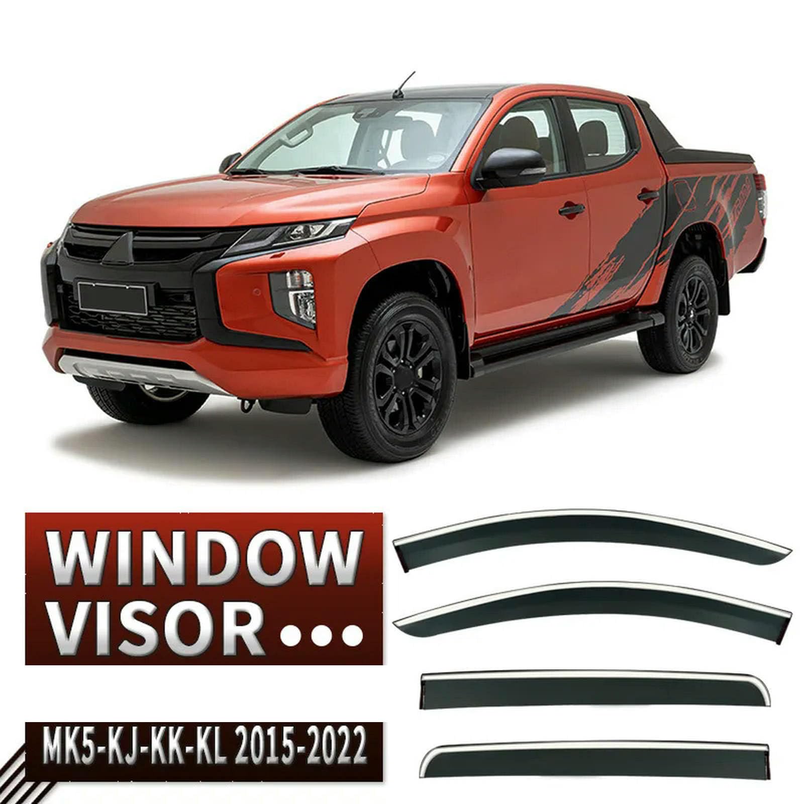 Osłony przeciwdeszczowe na szyby samochodowe,osłony okienne,osłony przeciwwietrzne,deflektory,osłony,Dla Mitsubishi Strada 2015-2022