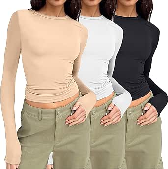 Top Donna Corto Maglia Plissettata Basic Aderente Manica Corta Girocollo GI-2175 - Foto 12