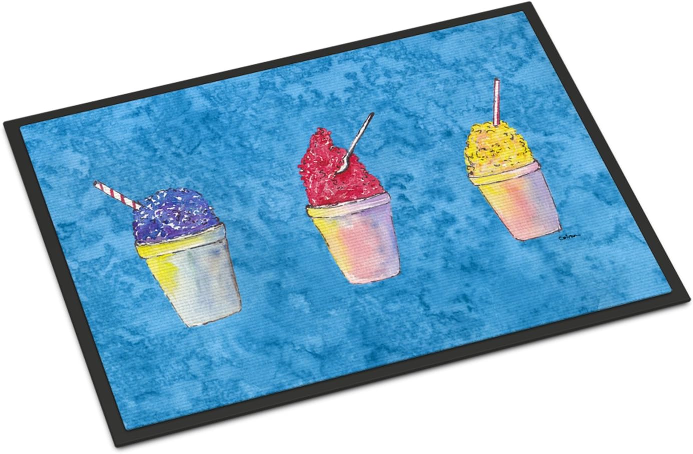 Caroline's Treasures 8780MAT Snowballs and Snowcones Doormat 18x27 Front Door Mat Indoor Outdoor Rugs for Entryway, Non Slip Washable Low Pile, 18H X 27W