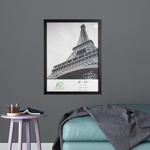 Miniatura 5 de FrameWorks Paquete de 2 marcos de madera para póster de 18 x 24 pulgadas con bordes clásicos