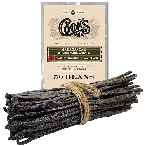 Miniatura 7 de Cook's, Frijoles de vainilla orgánicos de Madagascar, 25 cápsulas de grano entero de grado gourmet para hornear, postres y hacer extracto de vainilla