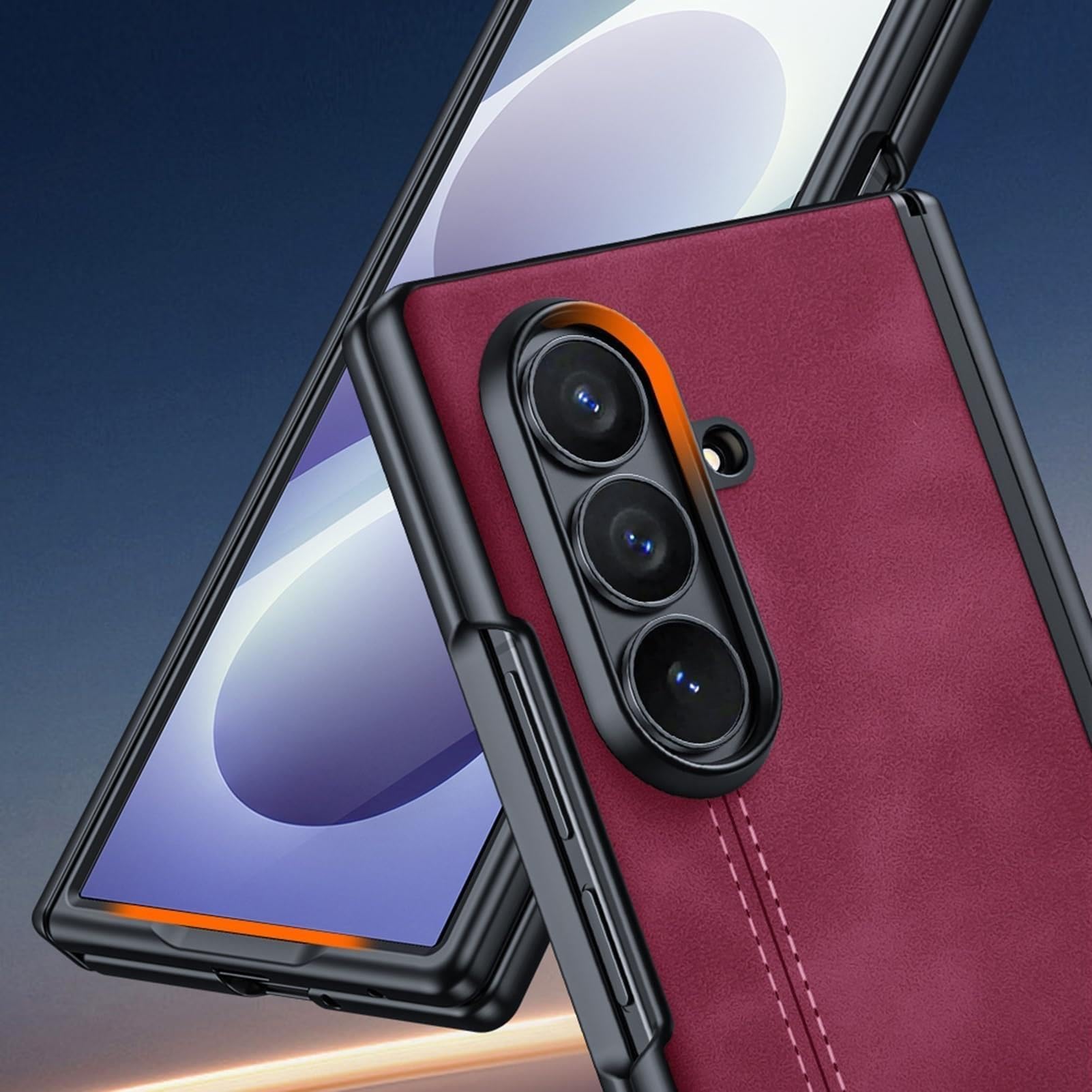 Funda para Samsung Galaxy Z Fold 8 Ultra, Cuero Guscio Rasguño Resistente | With Protector Pantalla Case(Marrón)