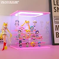 Vista 2 de Vitrina de acrílico transparente para exhibición de figuras Pop Mart, vitrina de almacenamiento Funko Pop con iluminación, a prueba de polvo