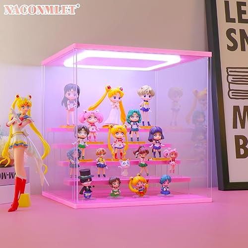Miniatura 2 de Vitrina de acrílico transparente para exhibición de figuras Pop Mart, vitrina de almacenamiento Funko Pop con iluminación, a prueba de polvo,