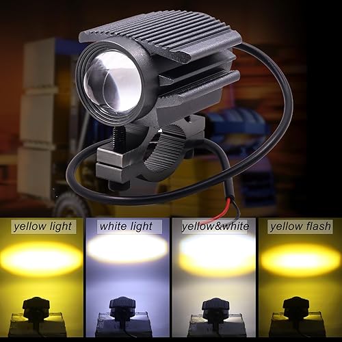 Miniatura 2 de Luces LED de conducción para motocicleta, mini luces antiniebla LED auxiliares para motocicleta con interruptor de encendidoapagado amarillo blanco