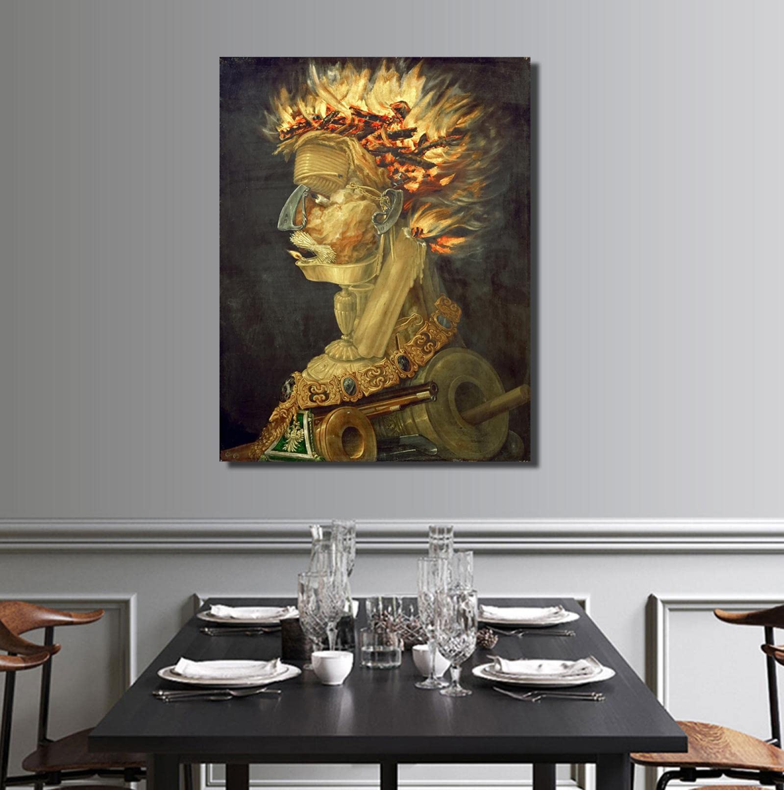 Amazon.co.jp: 油絵プリントジュゼッペアルチンボルドファイヤー