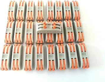 Conductor Compact Connectors Lever Wire Nut Wire Connectors for 2 Circuit Inline Splices 28-12 AWG  SPL-2  25 PCS