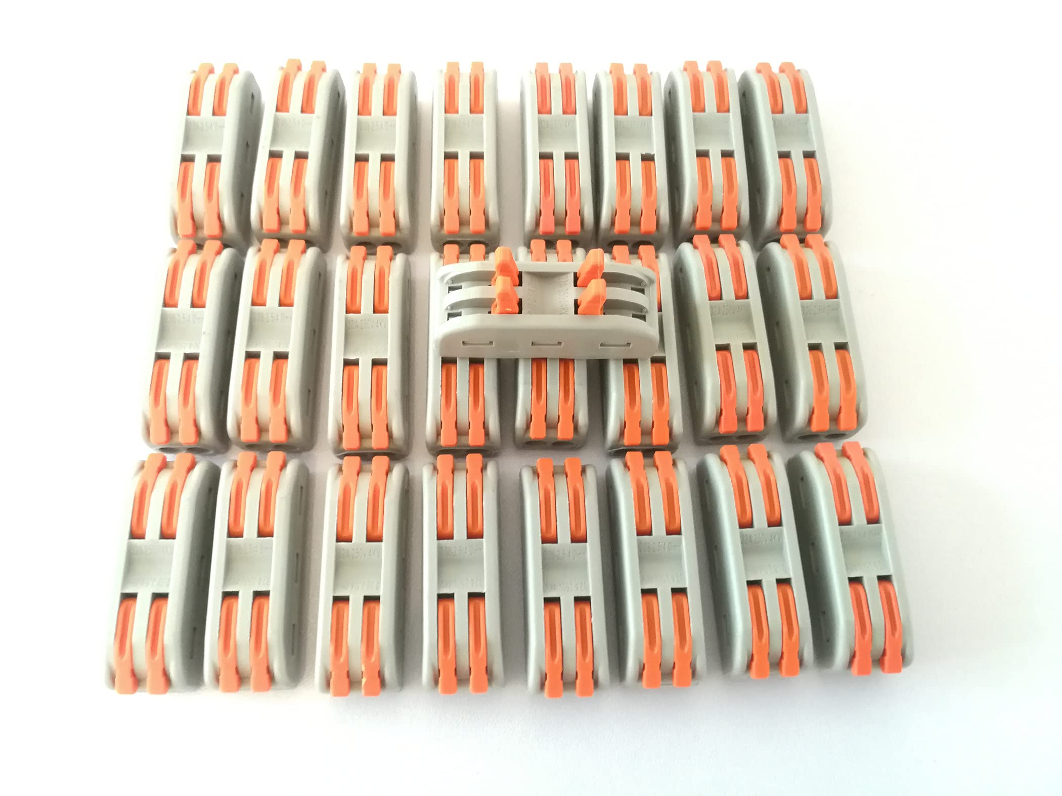 Conductor Compact Connectors Lever Wire Nut Wire Connectors for 2 Circuit Inline Splices 28-12 AWG （SPL-2） 25 PCS