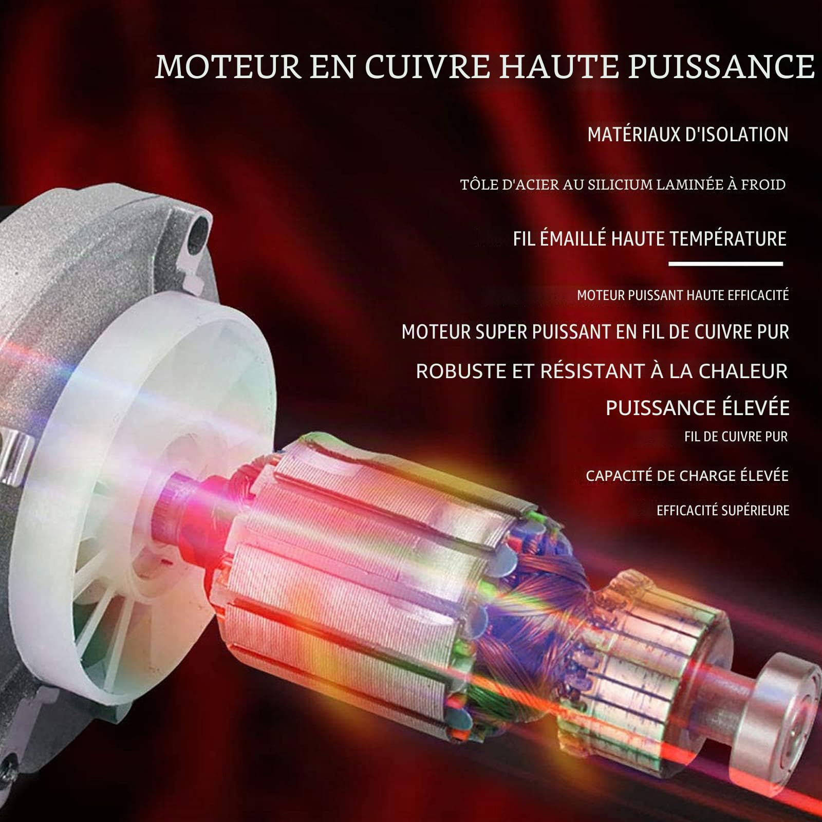 Mélangeur avec une puissance de 2600 W - Mélangeur de mortier de couleur - Engrenage métallique robuste à 6 vitesses - Avec grand fouet de 120 mm de diamètre et poignée ergonomique - Mélangeur manuel