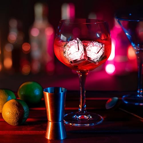 Miniatura 8 de Cubos de hielo iluminados para bebidas, 48 cubos de hielo LED blancos activados por líquido, brillan en la oscuridad, cubos de hielo impermeables