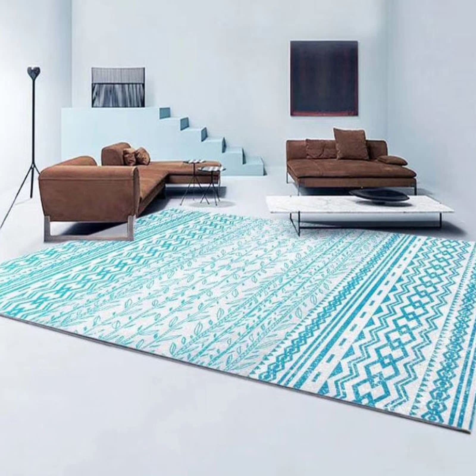 Grand tapis pour salon style nordique rectangulaire 100x120 cm