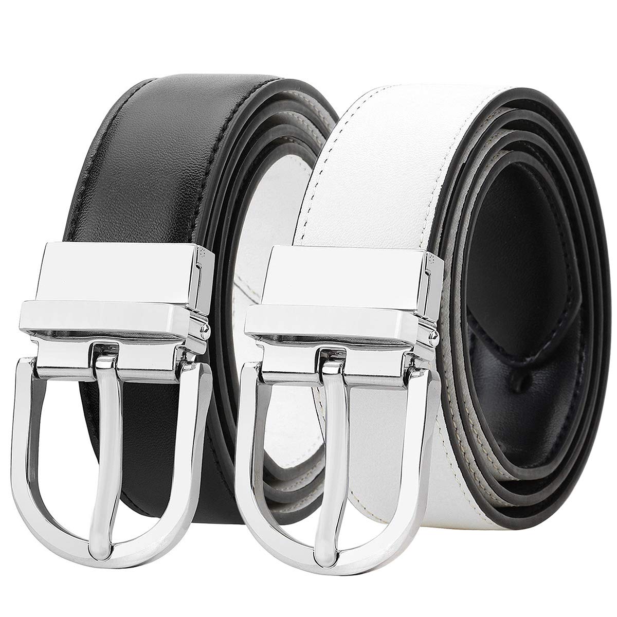 Falari Reversible Belt Genuine Leather Fashion Belt With Single Prong Buckle For Women Youth Kids 1 Belt for