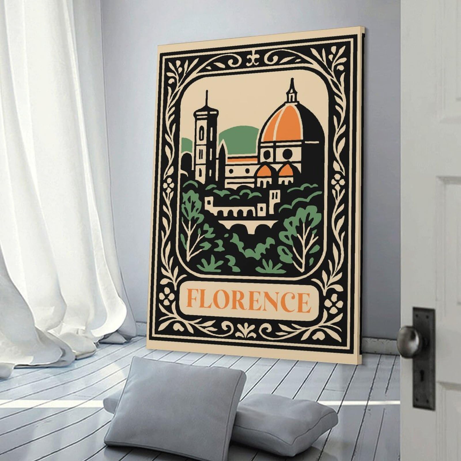 Junmoney Room Decor Wall Art Florence Italy Vintage Travel, 08x12inch(20x30cm), for Gallery Wall Layouts in Home Or Office, Home Wall Art for Statement Displays