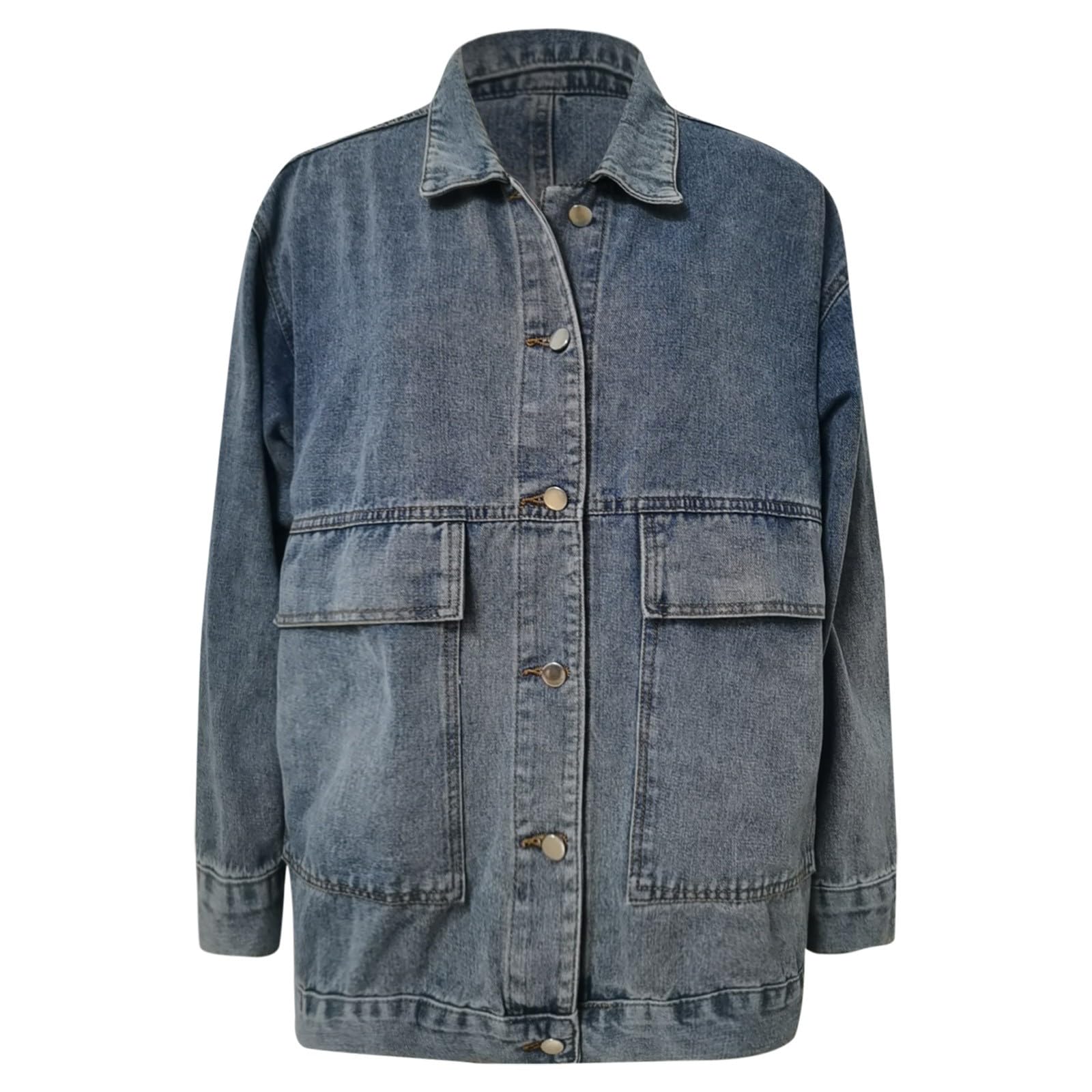 Genérico Sobrecamisa Vaquera Mujer,Chaqueta Vaquera De Moda Para Mujer Con Bolsillos Grandes Y DiseñO Con Capucha