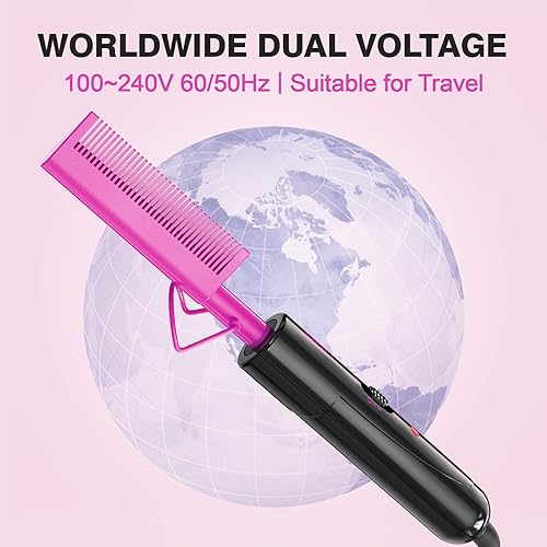 Miniatura 7 de Peine caliente 2 en 1 para pelucas, cabello negro y barba, peine alisador antiquemaduras con queratina y aceite de argán, peine eléctrico portátil