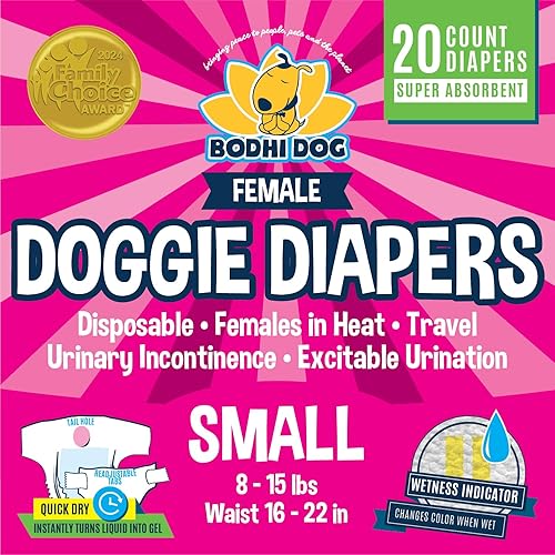Miniatura 7 de Bodhi Dog Pañales desechables para perras, pañales súper absorbentes para el ciclo de calor de la hembra, ajuste ajustable para entrenamiento