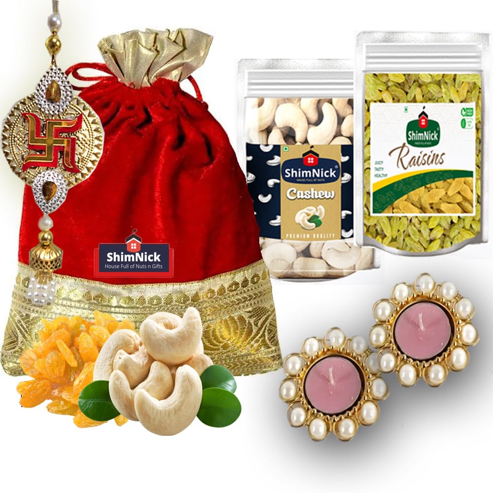 ShimNick | Cashew Jumbo And Raisins (200 gms Each) In Velvet Silk Potli With Designer Diya And Diwali Hanging | Corporate Diwali Gifting | Exclusive Executive Hand-Picked Gifts (200 GM EACH, 1) (B0CLRNPWKY) Amazon Price History, Amazon Price Tracker