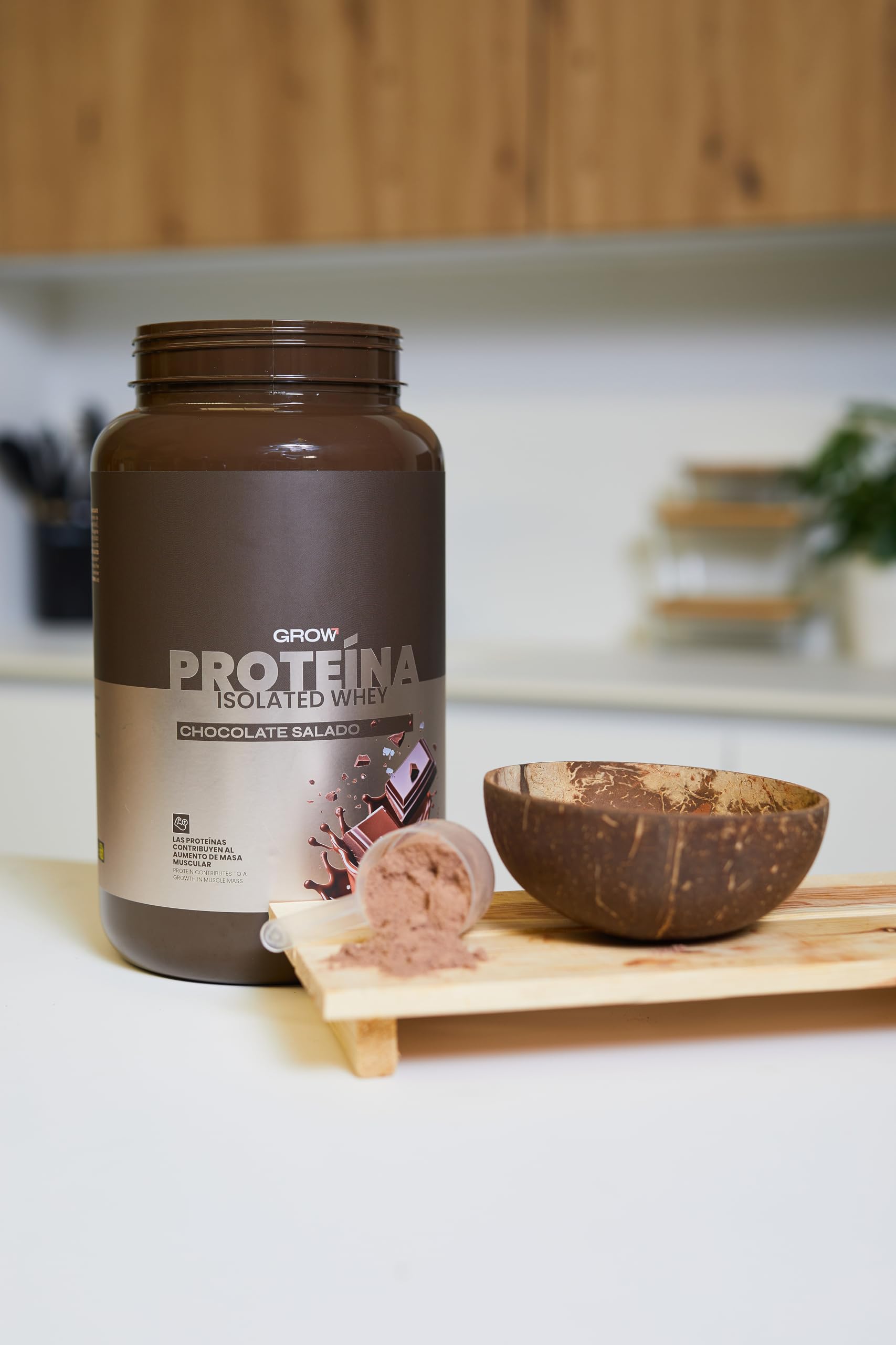 Grow Wellness - Proteina Aislada sabor Chocolate Salado | Ingredientes Premium | Envase de 1 Kg