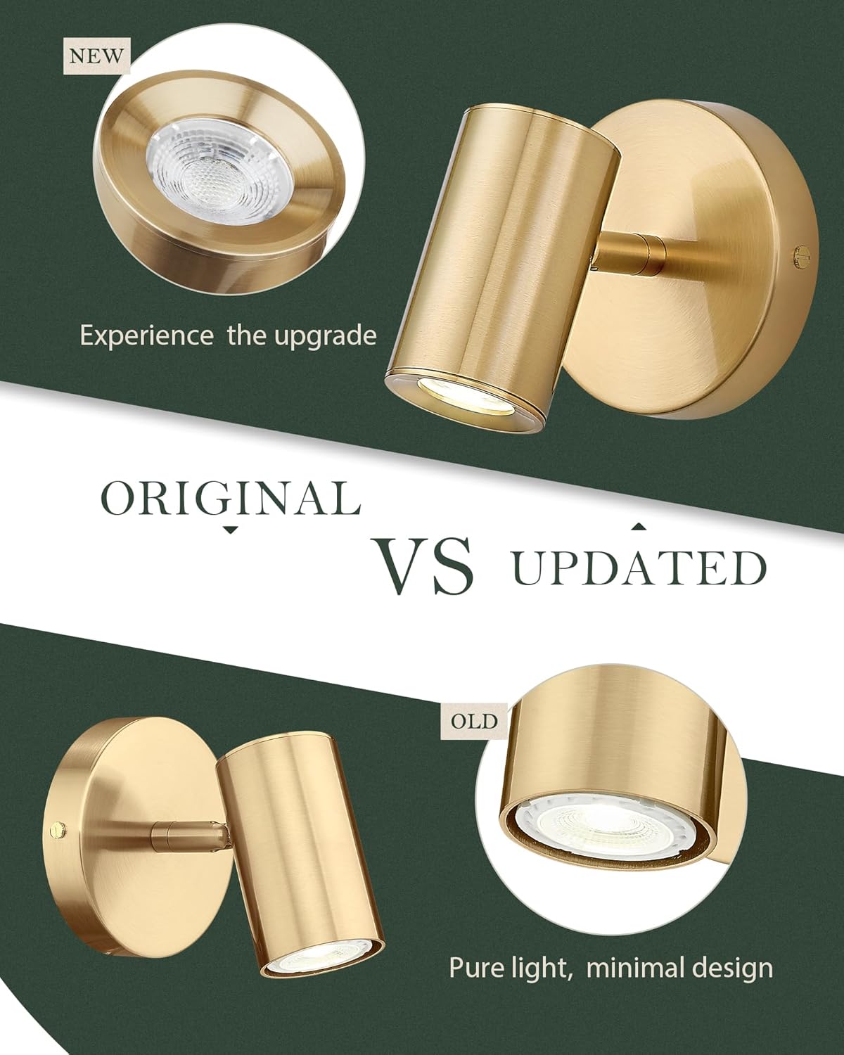 Gold Wall Sconce, Modern Wall Light Fixture, LED Track Lighting with GU10 Bulb for Bedroom Entryway Bathroom Kitchen,CKSL4830-1W-BB-B