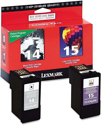Lexmark Paquete combinado de cartuchos de tinta 18C2239 14 y 15 X2600 X2650 X2670 Z2300 Z2320 (negro y color, paquete de 2) en embalaje minorista
