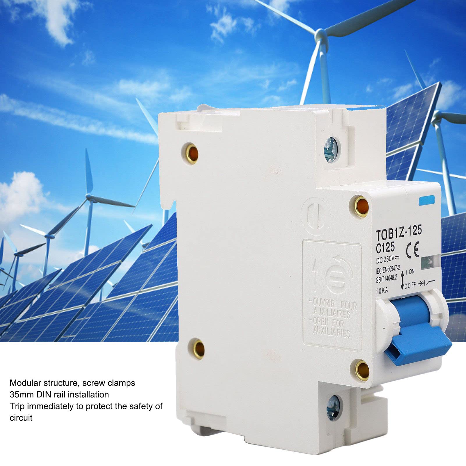 Disyuntor, 125A TOB1Z 125 10KA Capacidad de Conmutación 250V DC Seccionador 1P para Fotovoltaico