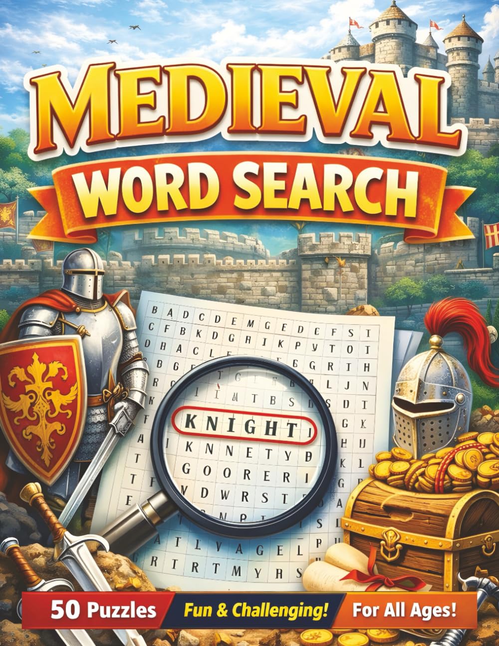 Medieval Word Search: Word Search Puzzle with Easy to Read Large Print about the Middle Ages, Knights, Castles, Crusades and many more | 8.5x11 ... Gift for Vacations, Holidays, Free Times