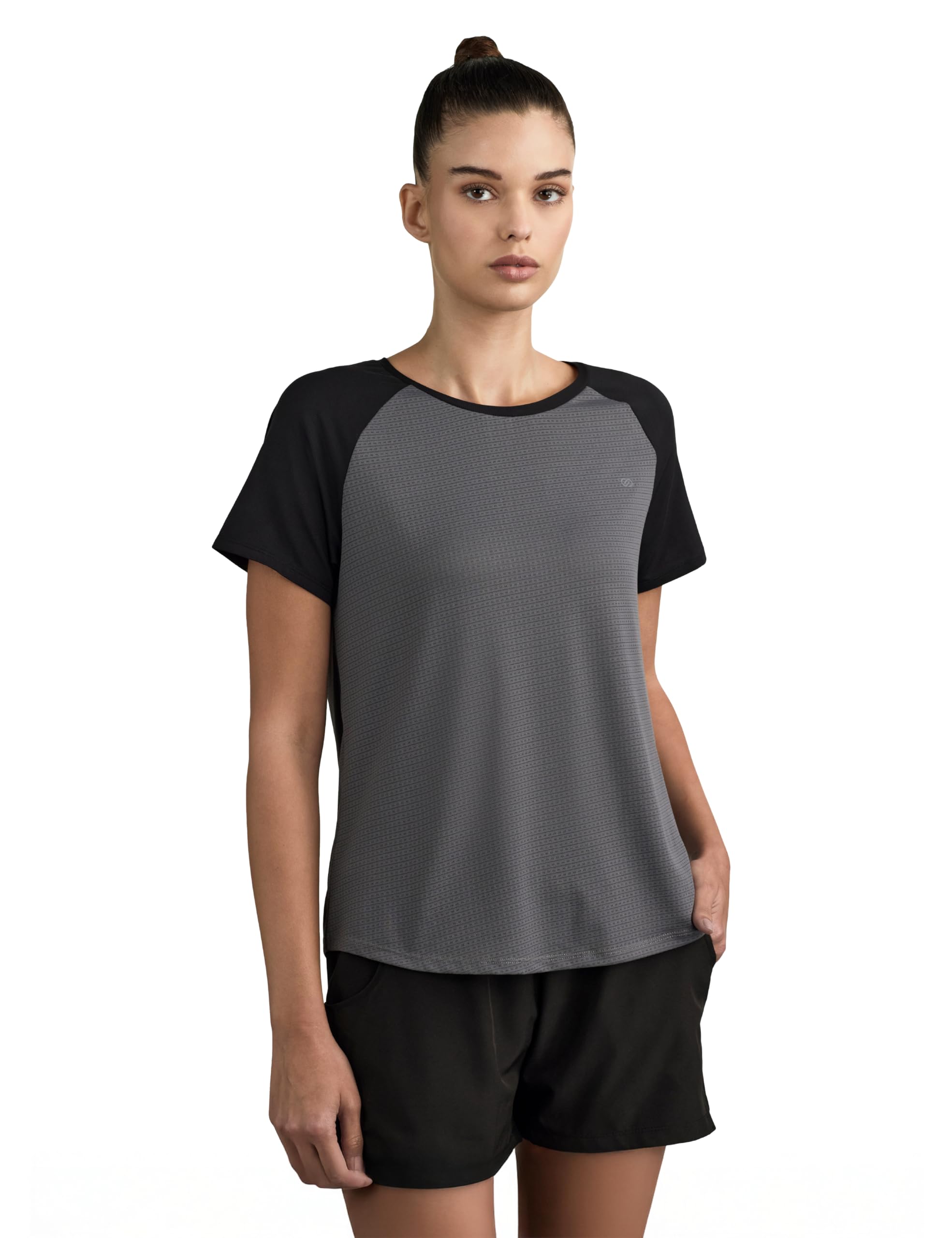 symbol premium Women's Color Block Regular Fit Sports Stretch T-Shirt | Round Neck | Raglon Sleeve | Activewear | Running | Gym | Plain (Available in Plus Size)-picture-28
