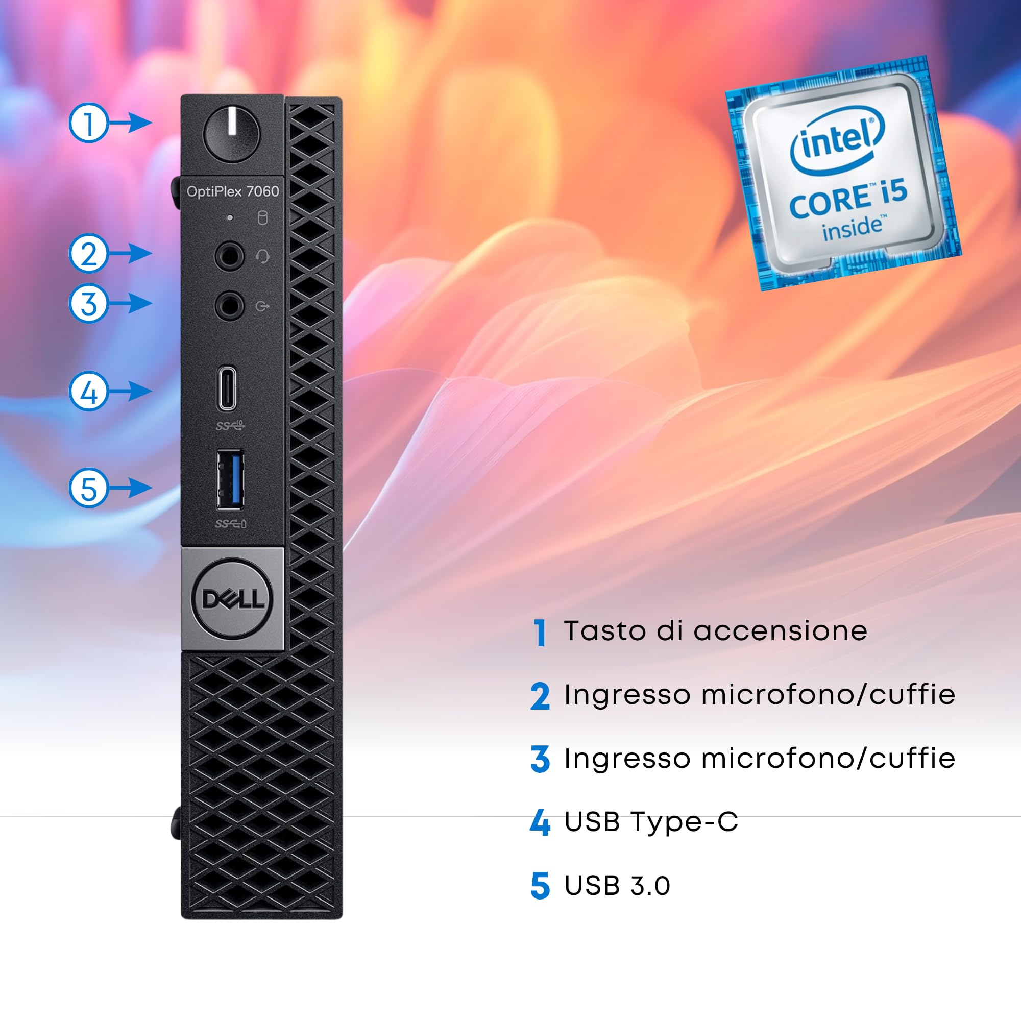 Dell OptiPlex 7060 Micro i5‑8500T 8GB SSD 256GB Win 11 (Ricondizionato)