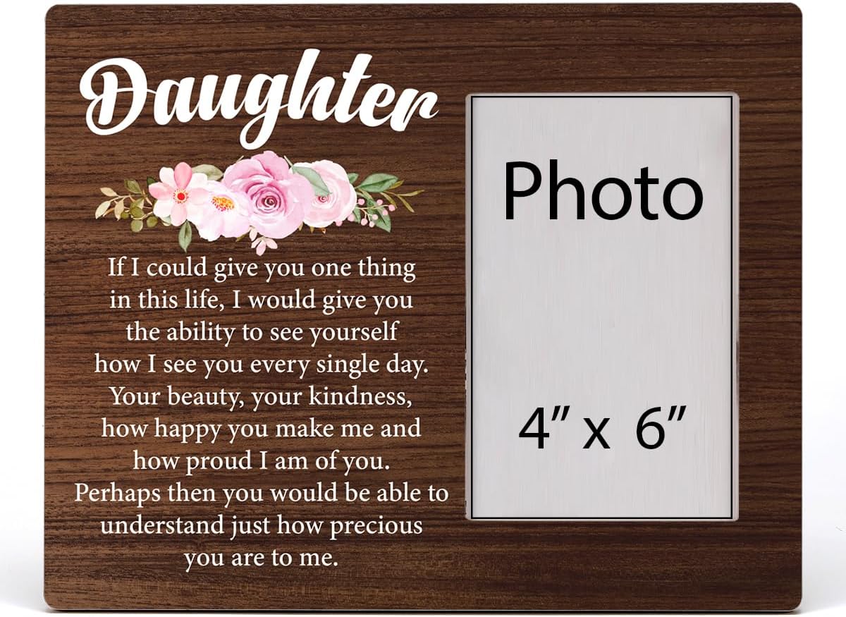 HOIJAUMAI Daughter Gift Wood Picture Frame, Daughter Gifts