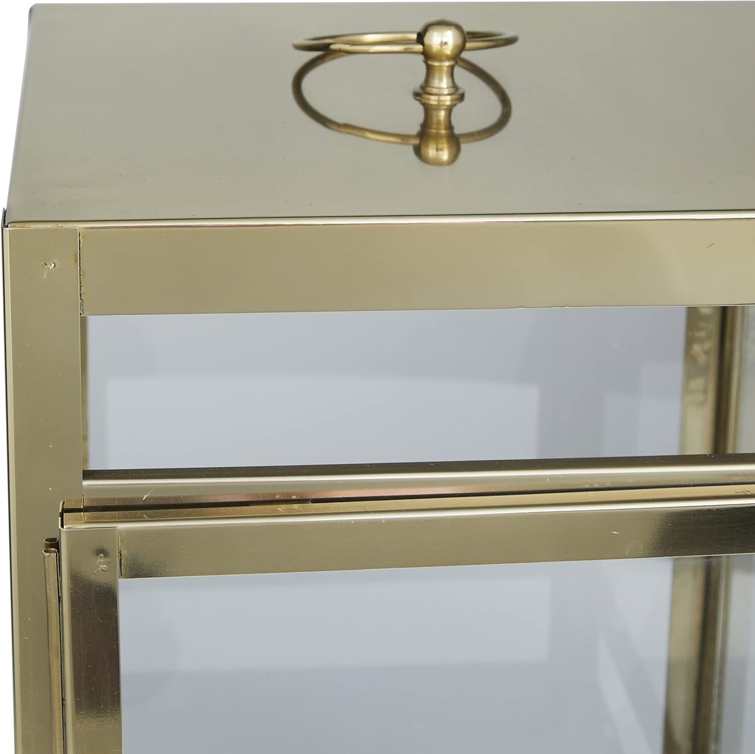 Deco 79 Stainless Steel Pillar Candle Lantern, 10" x 10" x 21", Gold