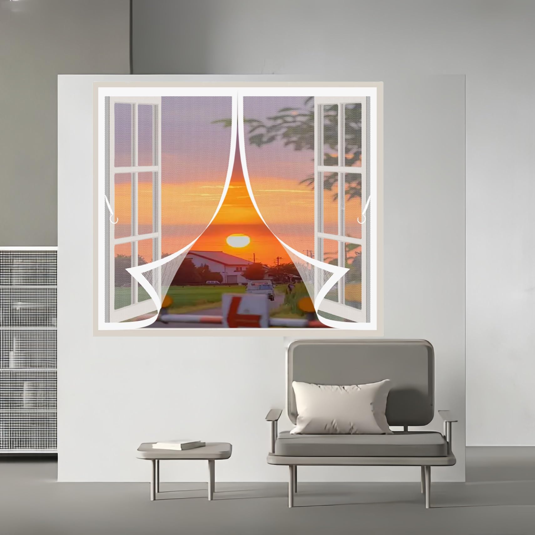 Moustiquaire aimantée fenêtre 170 x 126 rideau magnétique blanc anti moustique amovible