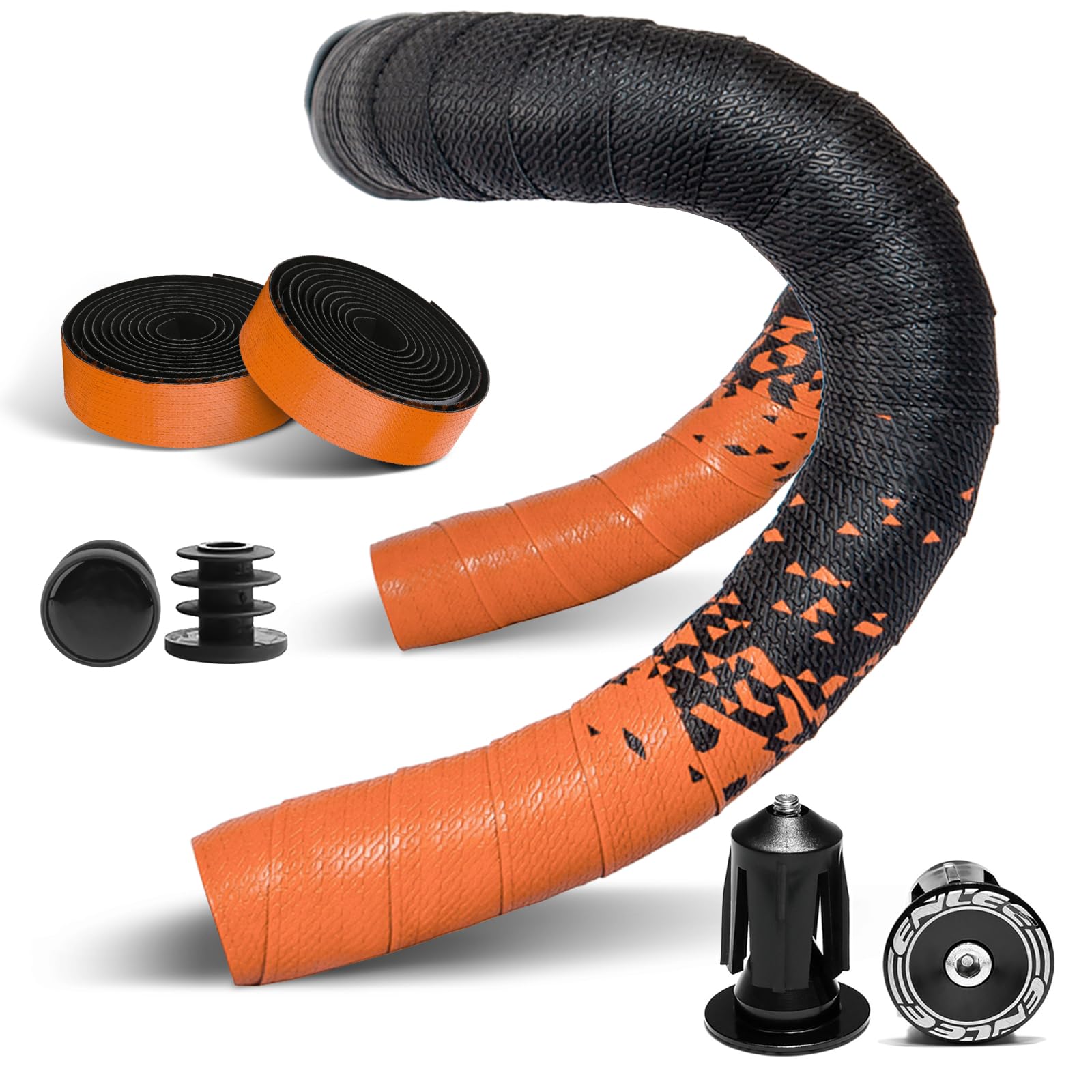 DINTSTYLE 2pcs Bicycle Bar Tape, Bike Handlebar Tape, Road Bicycle Handlebar Tape, Cycling Grip Tape, with 4pcs Handlebar End Plugs, Soft Comfortable,