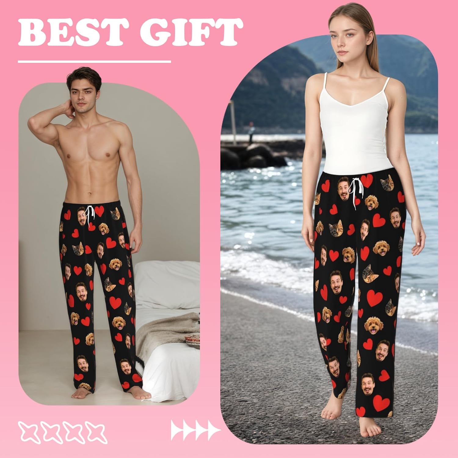Custom Pajama Pants, Personalized Pajamas with Face, Custom PJ Pants for Valentine’s Day Gifts - Image 6