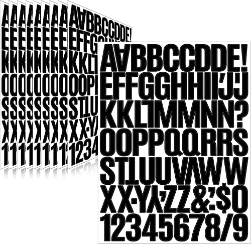 Vista 147 de Calcomanías de letras, 300 piezas, 30 hojas, vinilo autoadhesivo, impermeable, números de buzón, alfabeto para buzón, ventana, puerta, letrero, Negro