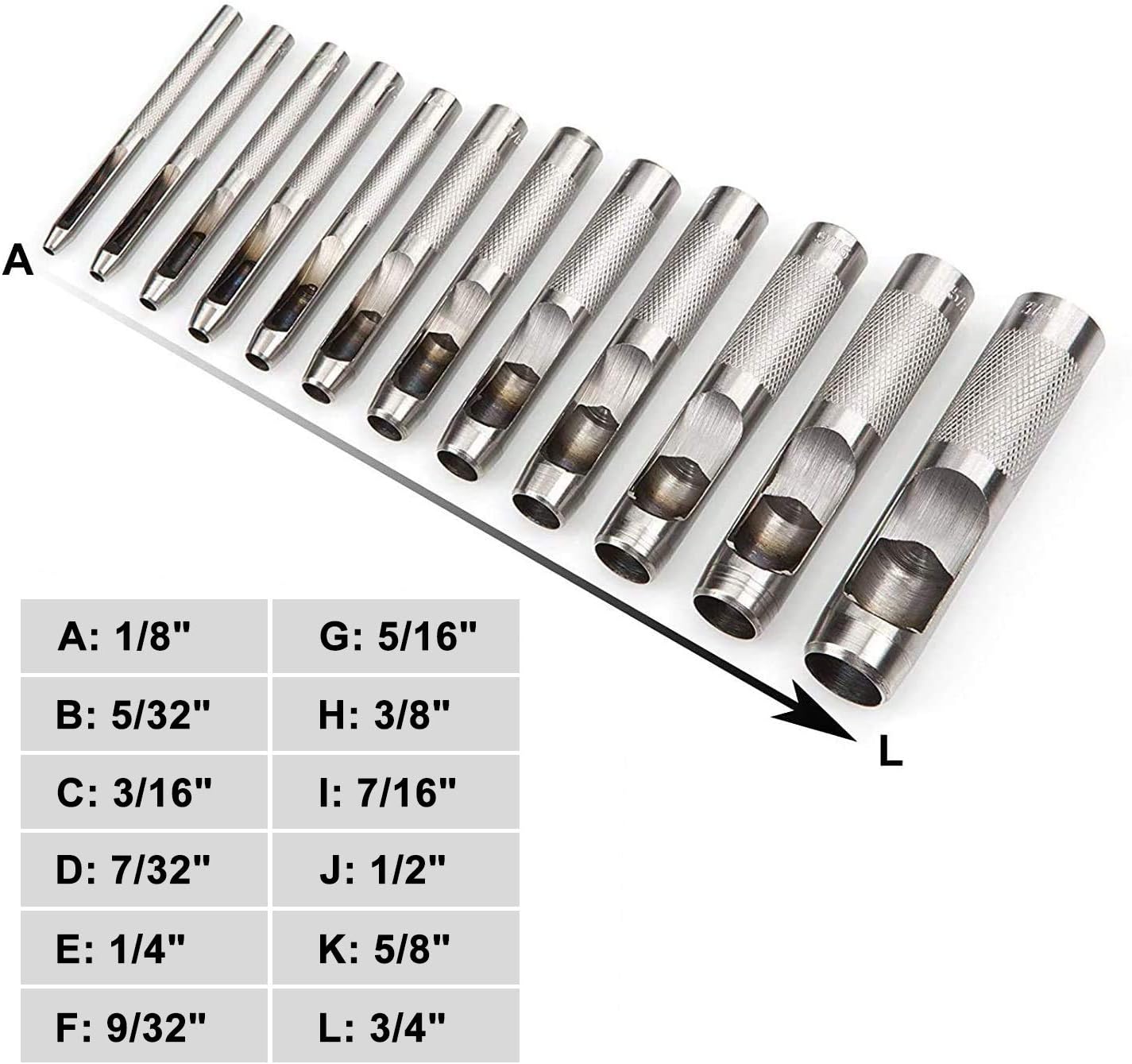 Exclusive Discount 70% Price Spurtar 12 PCS Steel Hollow Leather Punch Set Heavy Duty Round Leather Hole Tool for Watch Cloth Belt Gaskets w/Storage Bag 1/8''-3/4''