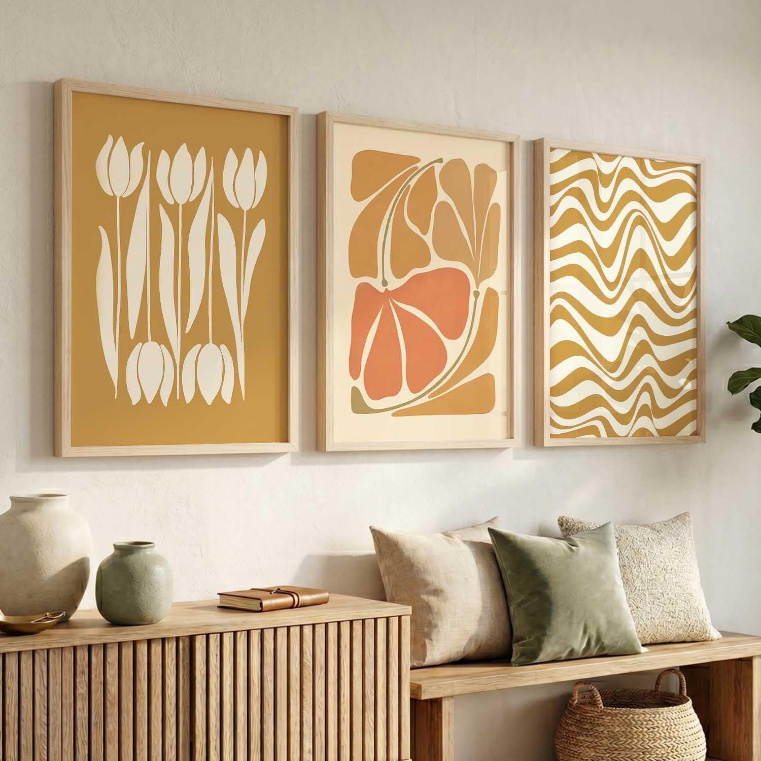 Bohemian Wall Art Set - Floral Prints with Frame -25 Bohemian Wall Art Set - Floral Prints with Frame -25