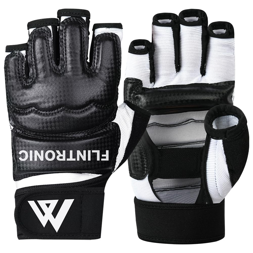 Flintronic Guantes MMA Entrenamiento Cuero Grappling Ventilada Palma para Muay Thai Kick Boxing