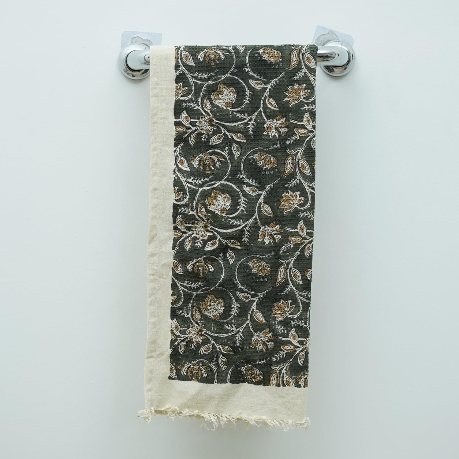 Amazon.com: Fabritual Handmade Block Print Floral Dark Green and