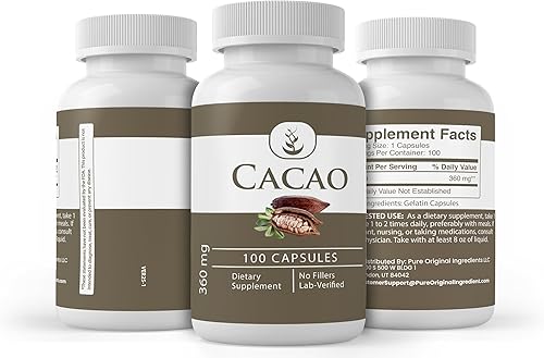Miniatura 4 de Pure Original Ingredients Cacao, (100 cápsulas) siempre puro, sin aditivos ni rellenos, verificado por laboratorio