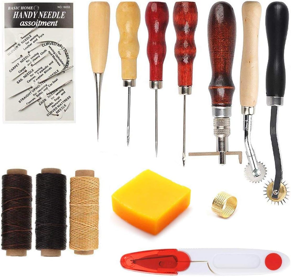 14pcs Leather Craft Tools Kit Sewing Supplies Accessories Hand Stitching DIY Tool Set