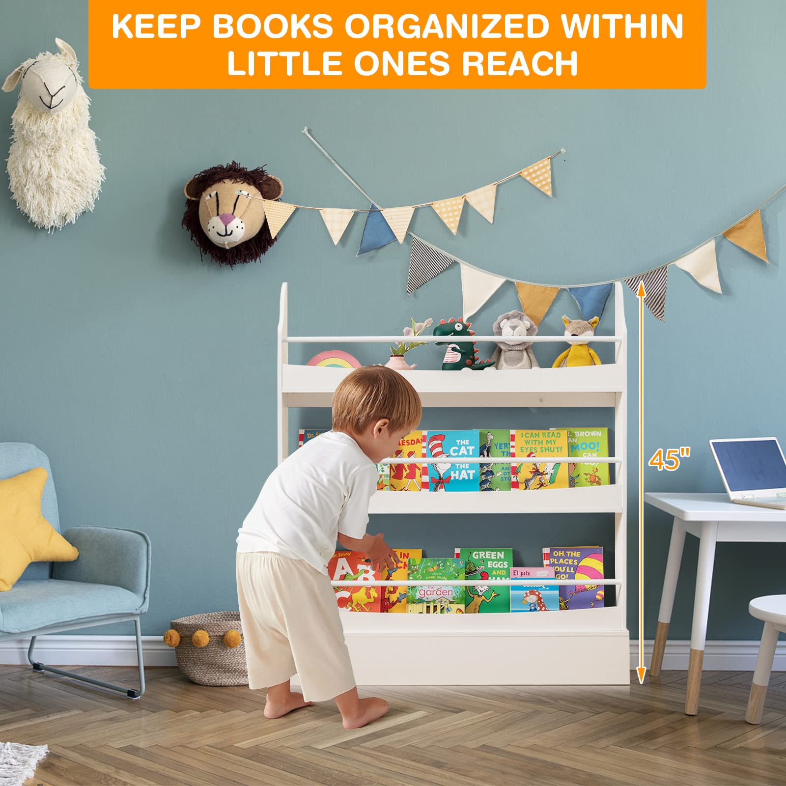Amazon.com: Costzon Kids Bookshelf, 3-Tier Wooden Book Shelf 