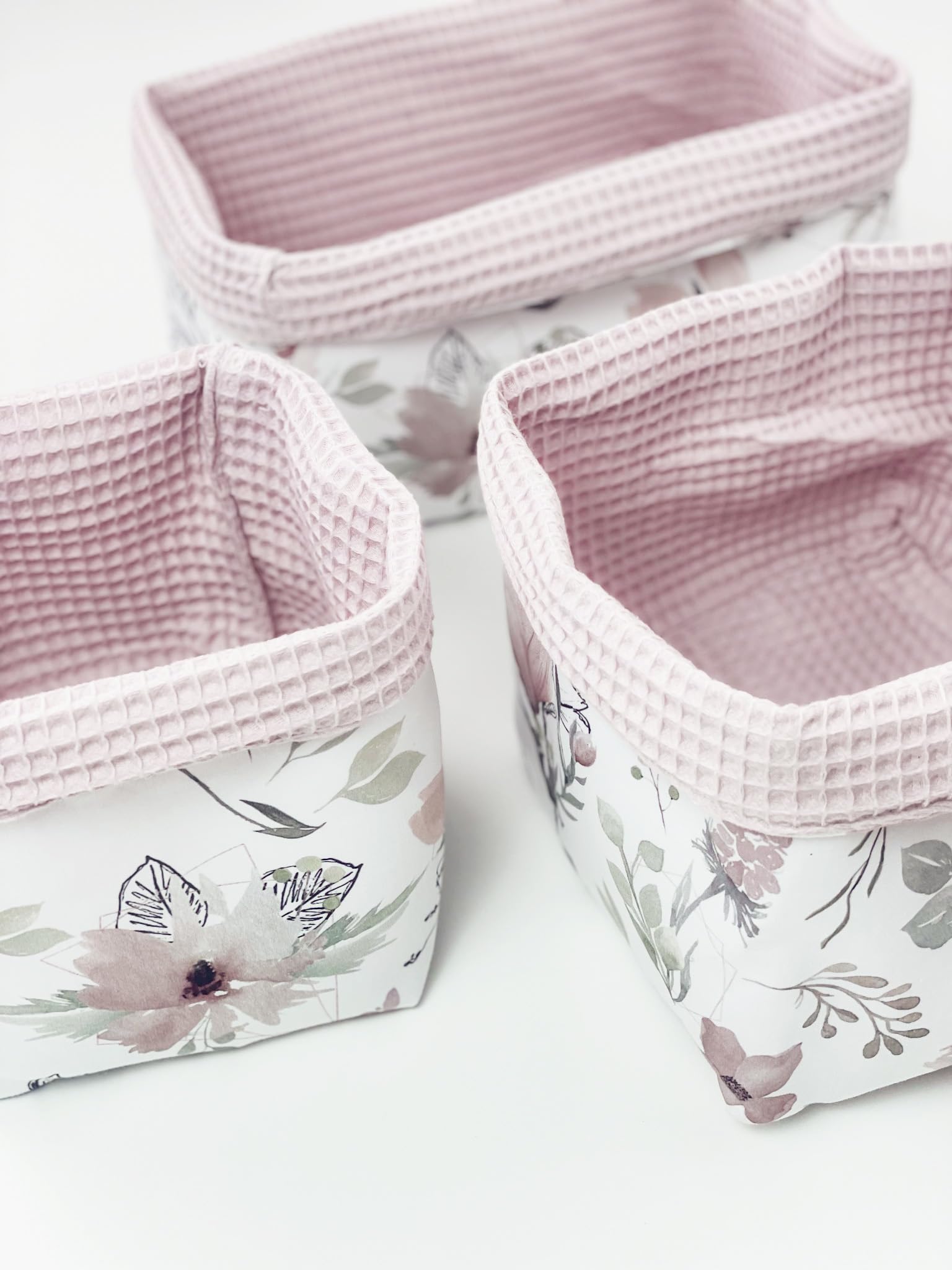 Set di 3 cestini, Cesto fasciato per bambini, 3 Pezzi di Cestini di Cotone, Organizer per il Fasciatoio Neonato, Organizzatore per la stanza dei bambini, Portaoggetti in Cotone, Cestino Portaoggetti