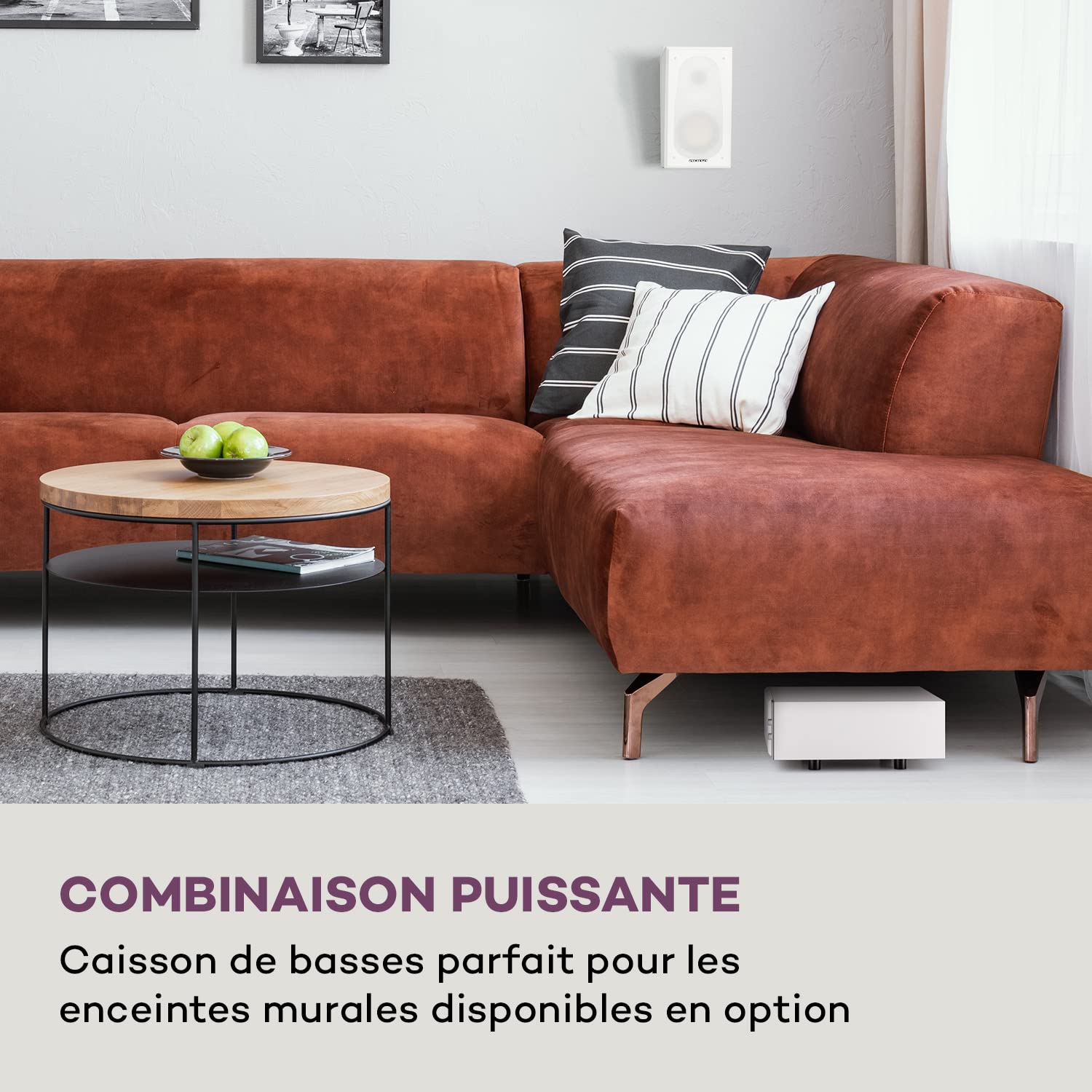 AUNA Ensembles Home Cinéma, Haut Parleur Hi-FI, Ampli Home Cinema de 80W RMS à 100W Max, Enceintes Design et Compact, Caisson de Basse, Subwoofer Stéréo, AUX pour Lecteurs MP3, CD, Arrêt Automatique