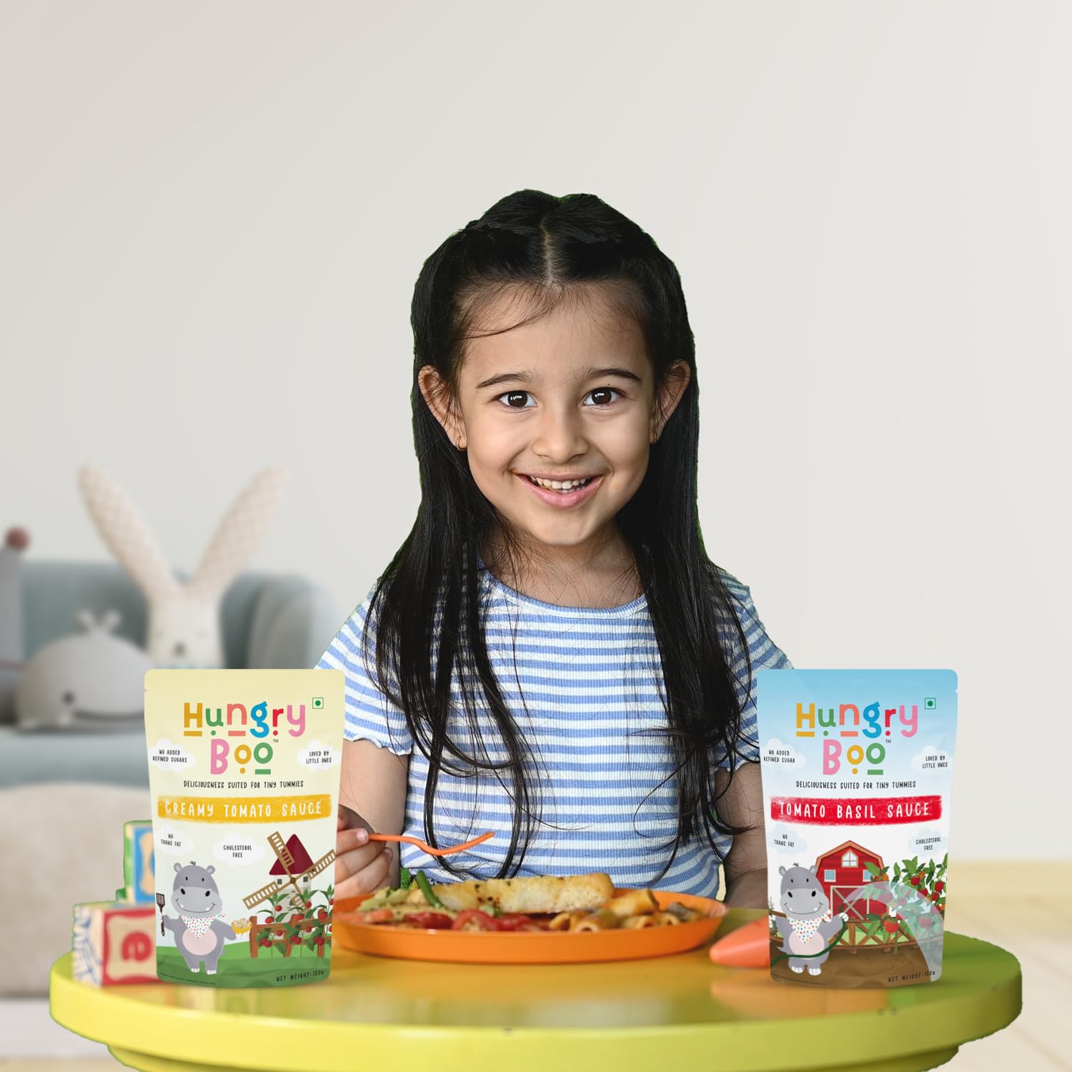 Hungry Boo Italian Combo with Tomato Basil and Creamy Tomato Sauce healthy food for kids 300 g Combo Pack 3