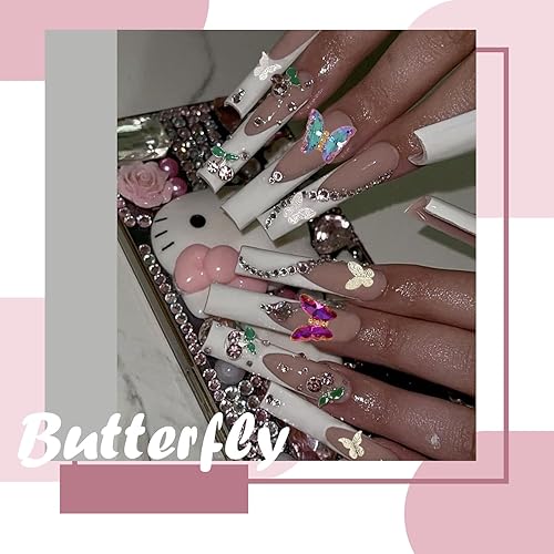 Miniatura 6 de SAOTAENG - Diamantes de imitación para uñas, 72 dijes de mariposa para uñas, uñas de Halloween, dijes de mariposa de cristal, dijes de mariposa 3D